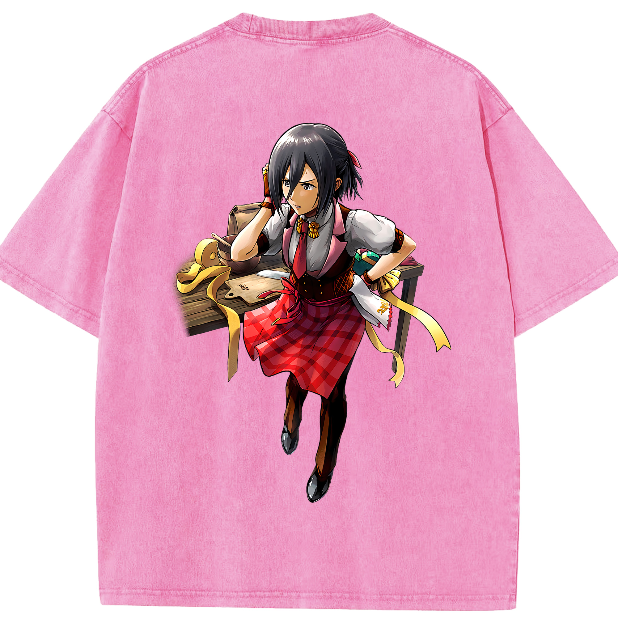 （画像用） 進撃の巨人 ミカサ·アッカーマン Attack on Titan Mikasa Ackerman 綿100% ヴィンテージ風 半袖Tシャツ（背面プリント）